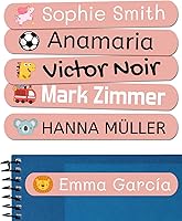 Vista 39 de 50 calcomanías con nombre personalizadas para niños. Etiquetas adhesivas para escuela, jardín de infantes, libros, juguetes y Tupperware. Etiquetas