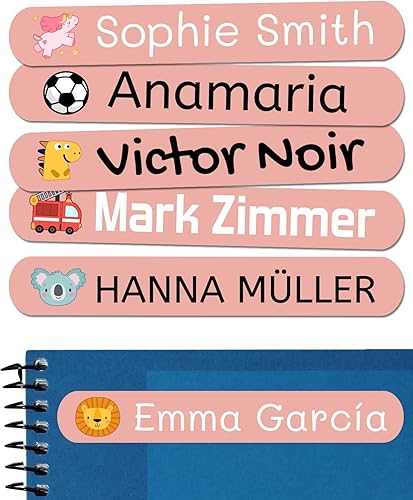 Miniatura 39 de 50 calcomanías con nombre personalizadas para niños. Etiquetas adhesivas para escuela, jardín de infantes, libros, juguetes y Tupperware. Etiquetas