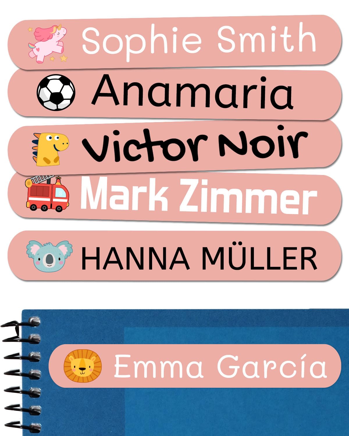 500 Personalized Name Stickers for Children. Adhesive Labels for School, Kindergarten, Books, Toys, and Tupperware. Waterproof Labels Measuring 2.3 x 0.4 in