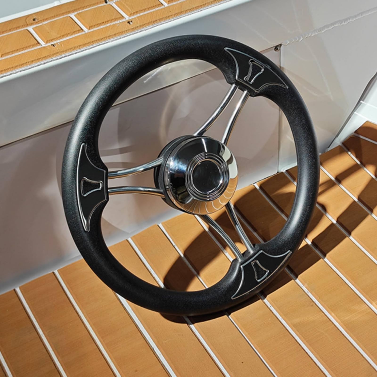 TISHITA Marine-steuerrad Boot Lenkrad Rad Schiffsruder Edelstahl mit Drei Speichen für Stabile Führung Und Reduzierte Ermüdung für Yacht Motorboot Segelboot Werftbetrieb Freizeitfahrt 13.5zoll