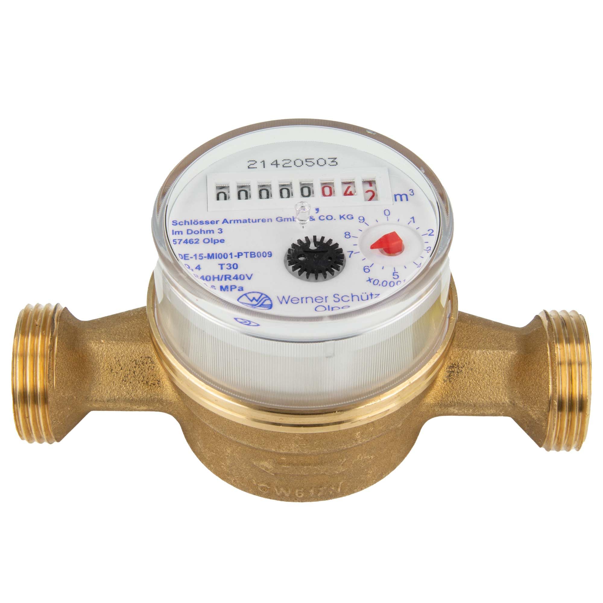 JS miernik promiennikowy ETW (zimna woda) do 30 stopni - długość 130 mm, 1 cal AG - Q3=4,0 / R40