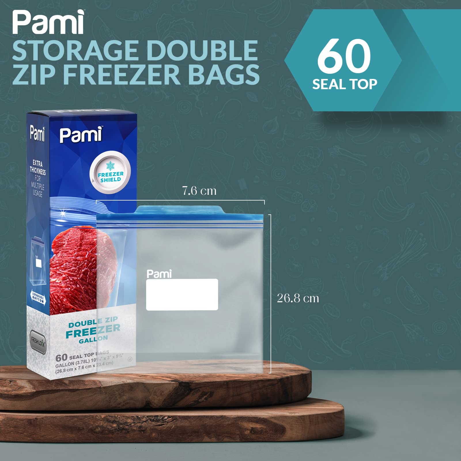 Amazon.com: PAMI 60 Ct Reusable Leakproof Gallon Slider Freezer