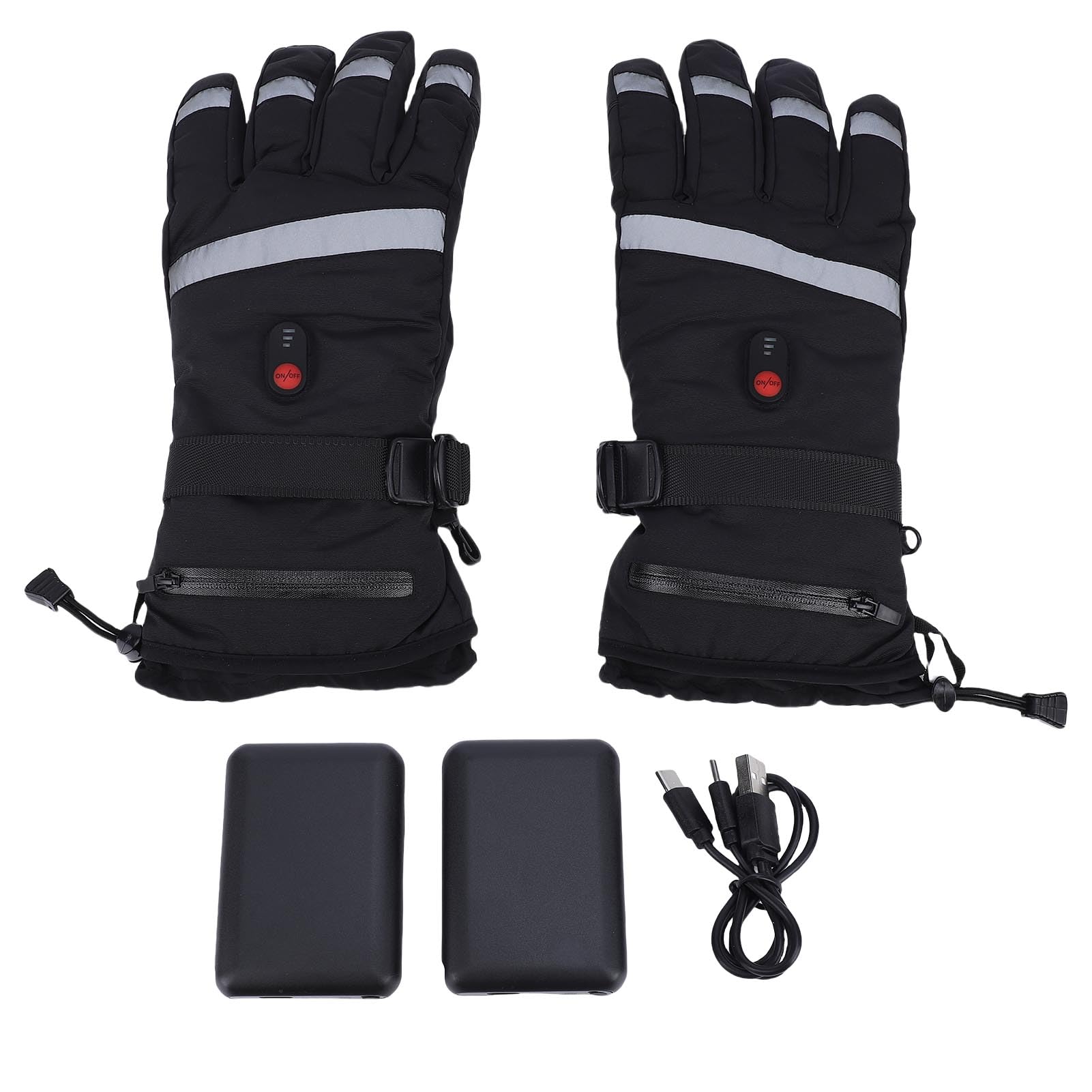 Cuifati Calefactables Recargables para Hombres y Mujeres, de Invierno Calentadores de Manos Eléctricos con 3 Niveles de Calefacción, Batería de 4000 MAh, Tiras Reflectantes para Motocicleta, esquí,