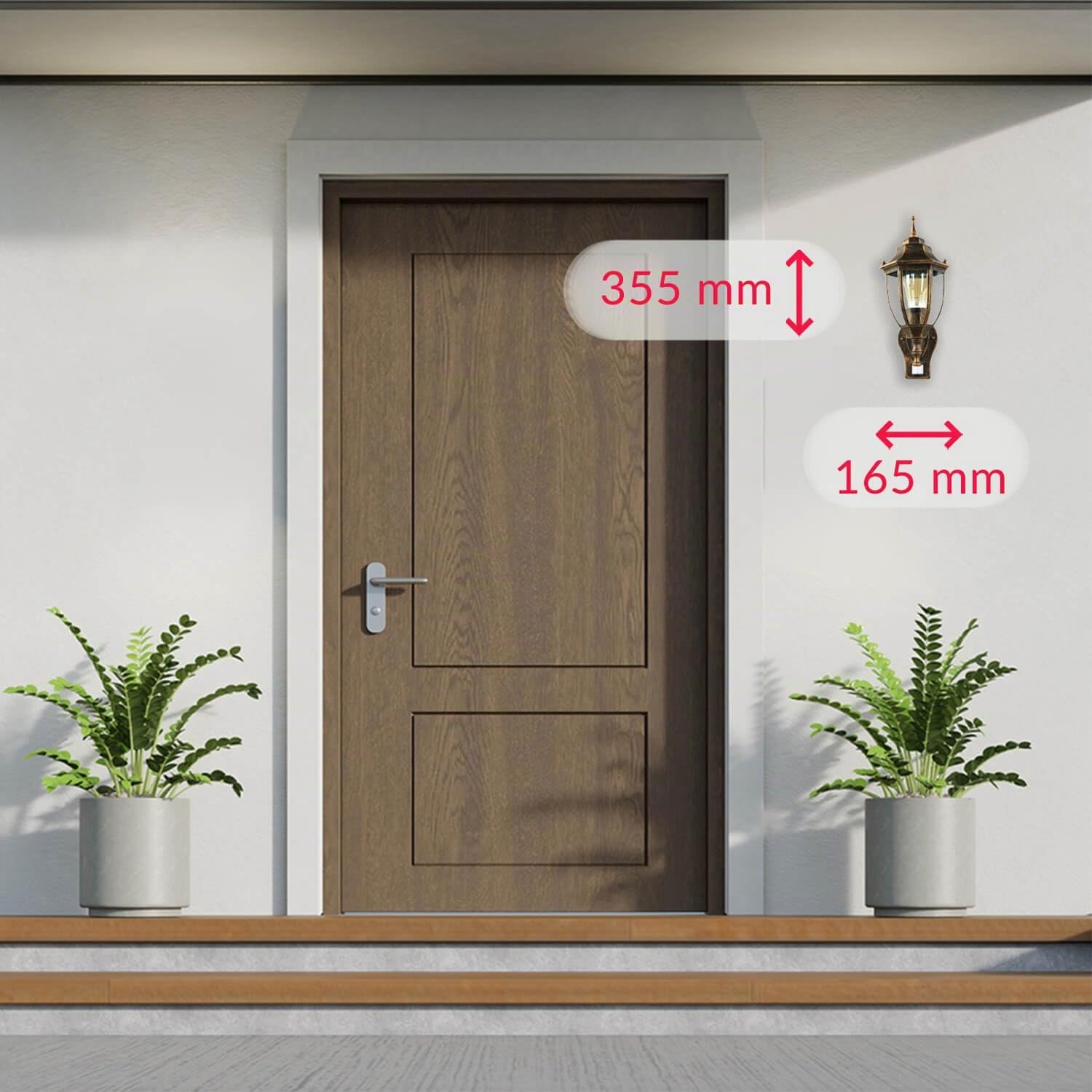 Licht-Erlebnisse Lámpara exterior con detector de movimiento de cristal de aluminio en negro cobre IP44 entrada de casa E27 hasta 60 W Lámpara de pared rústica para balcón LYON