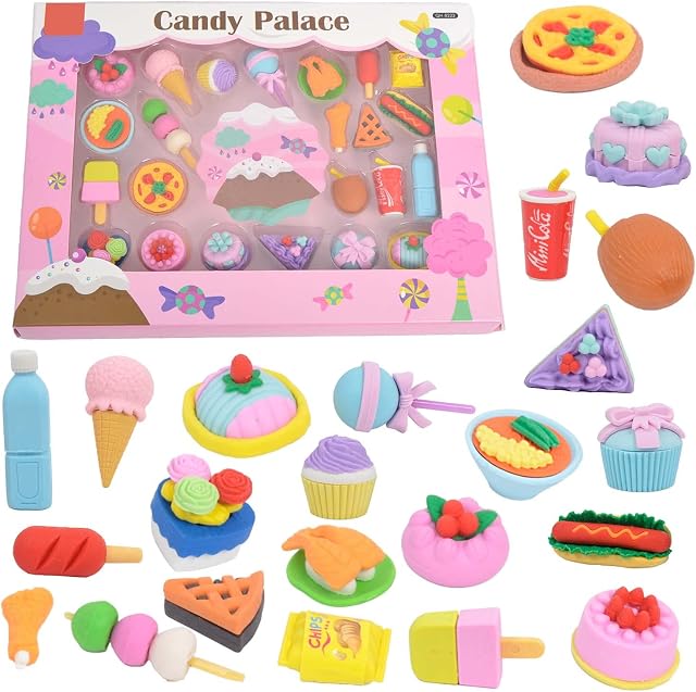 Erasers for Kids, Novelty Erasers Cute Pencil Erasers Mini Puzzle Rubber Erasers for Boys, Girls, Students, Party Favors, Birthday Gift, Homework School Prize Rewards, Candy