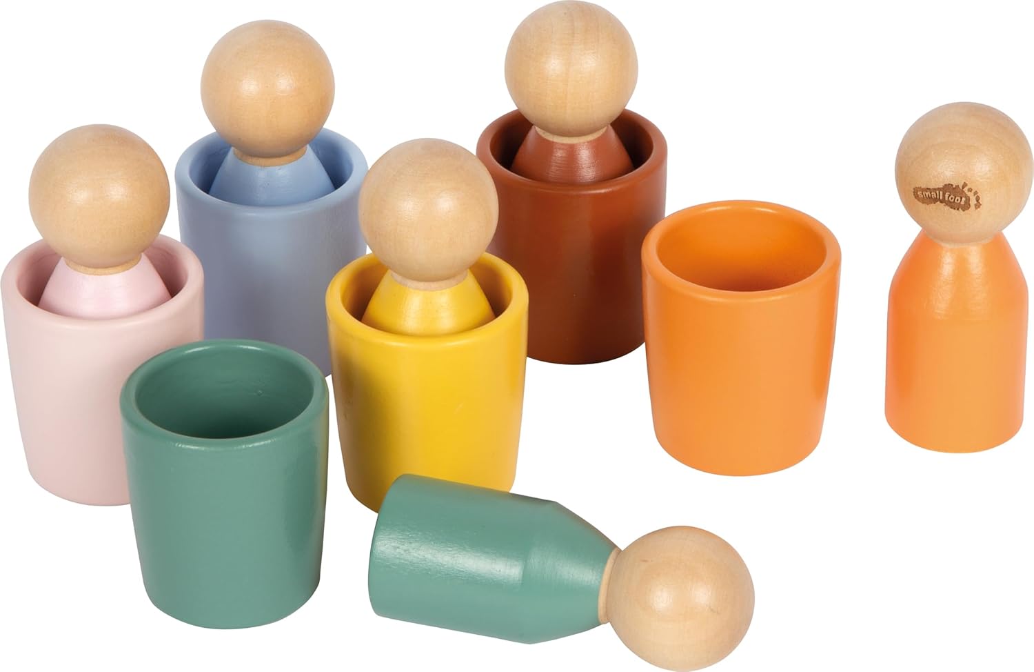 Small Foot Montessori Sorting Cups with Figurines, 100% FSC Certified Wood, Educational Toy for Children from 1 Year 12813