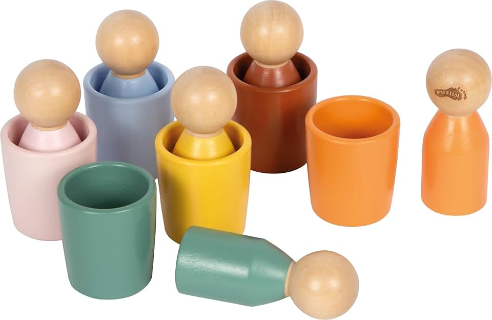 small Foot Montessori Sortierbecher mit Figuren, aus FSC® 100%-zertifiziertem Holz, Sortierspiel mit