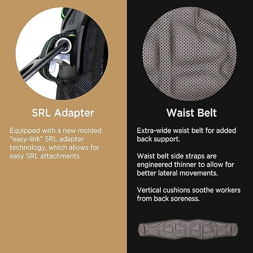 Miniatura 3 de AFP Arnés de seguridad de cuerpo completo de protección contra caídas Premium, cinturón de soporte de 8" de grosor, anillos en D de aluminio,