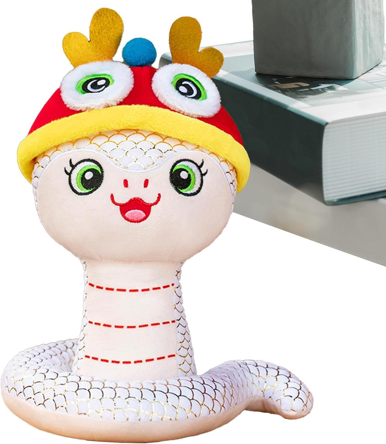 月の蛇のぬいぐるみ、旧正月の蛇のぬいぐるみ | 柔らかいヘビの枕 - 2025 ヘビ年 ヘビ年 ぬいぐるみ マスコット 春のお祝い用 8.7インチ