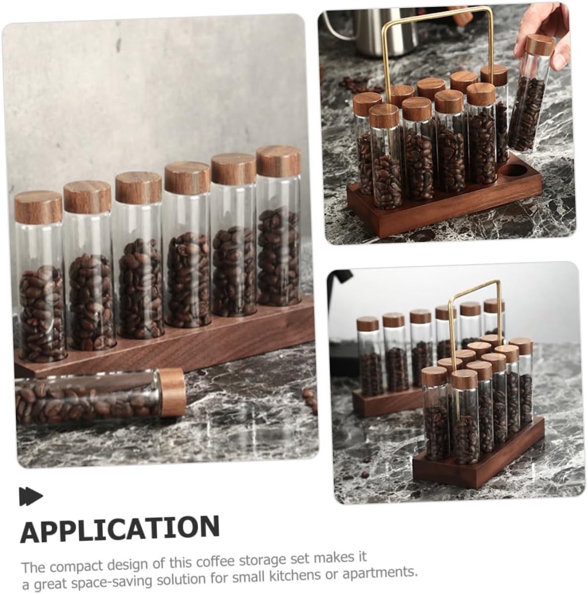 1set Glass Coffee Bean Storage Tubes with Stand Airtight Sealed Containers for Coffee Transparent Design for Identification Display System