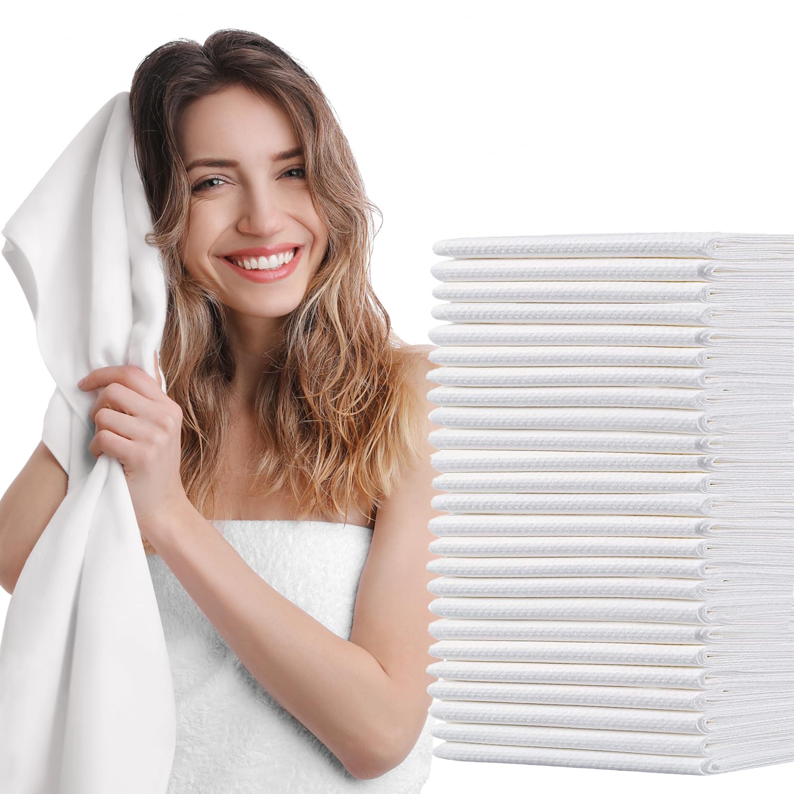 100pcs Serviettes Jetables 30 x 70cm, 60 g/㎡ Serviette de Toilette Jetable, Serviette Épaissie Jetable en Tissu Non Tissé pour Salon de Beauté, Pédicure, Cuisine, Sauna, Massage, Bureau