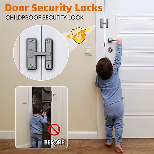 Miniatura 3 de Pestillo para puerta de granero, cierre de 90180 grados, protege la privacidad Pestillos deslizantes de zinc, herrajes de seguridad para puertas