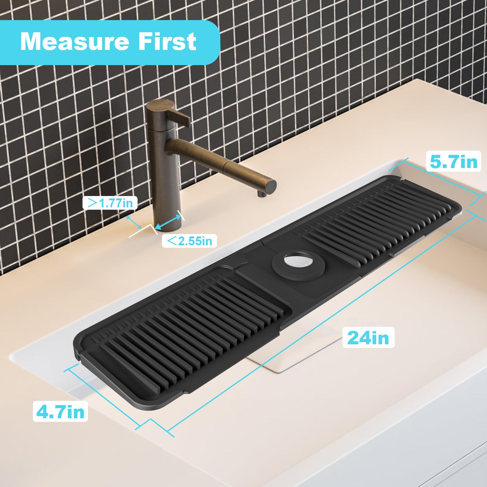 Ulifebetter Protège-éclaboussures pour évier de cuisine, 45 cm de silicone, protège-faucet en silicone pour poignée de robinet, bac à gouttes, protecteur de comptoir d'évier, tapis de séchage Ulifebetter Protège-éclaboussures pour évier de cuisine, 45 cm de silicone, protège-faucet en silicone pour poignée de robinet, bac à gouttes, protecteur de comptoir d'évier, tapis de séchage