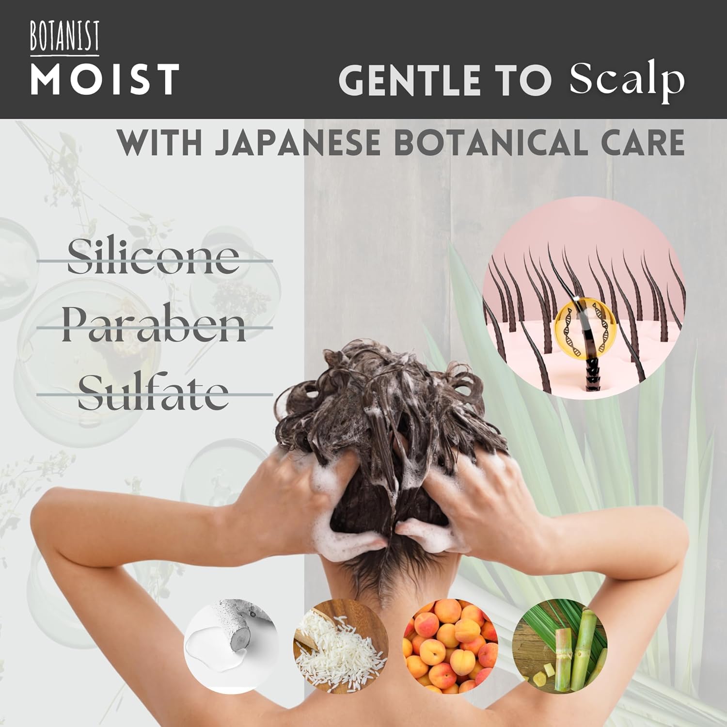 BOTANIST Keratin Shampoo and Conditioner Set for Women, Men, Argan Oil Shampoo & Conditioner for Frizzy Hair, Japanese Natural & Organic Sulfate Free Shampoo & Conditioner for Dry Hair 31.7Fl Oz MOIST