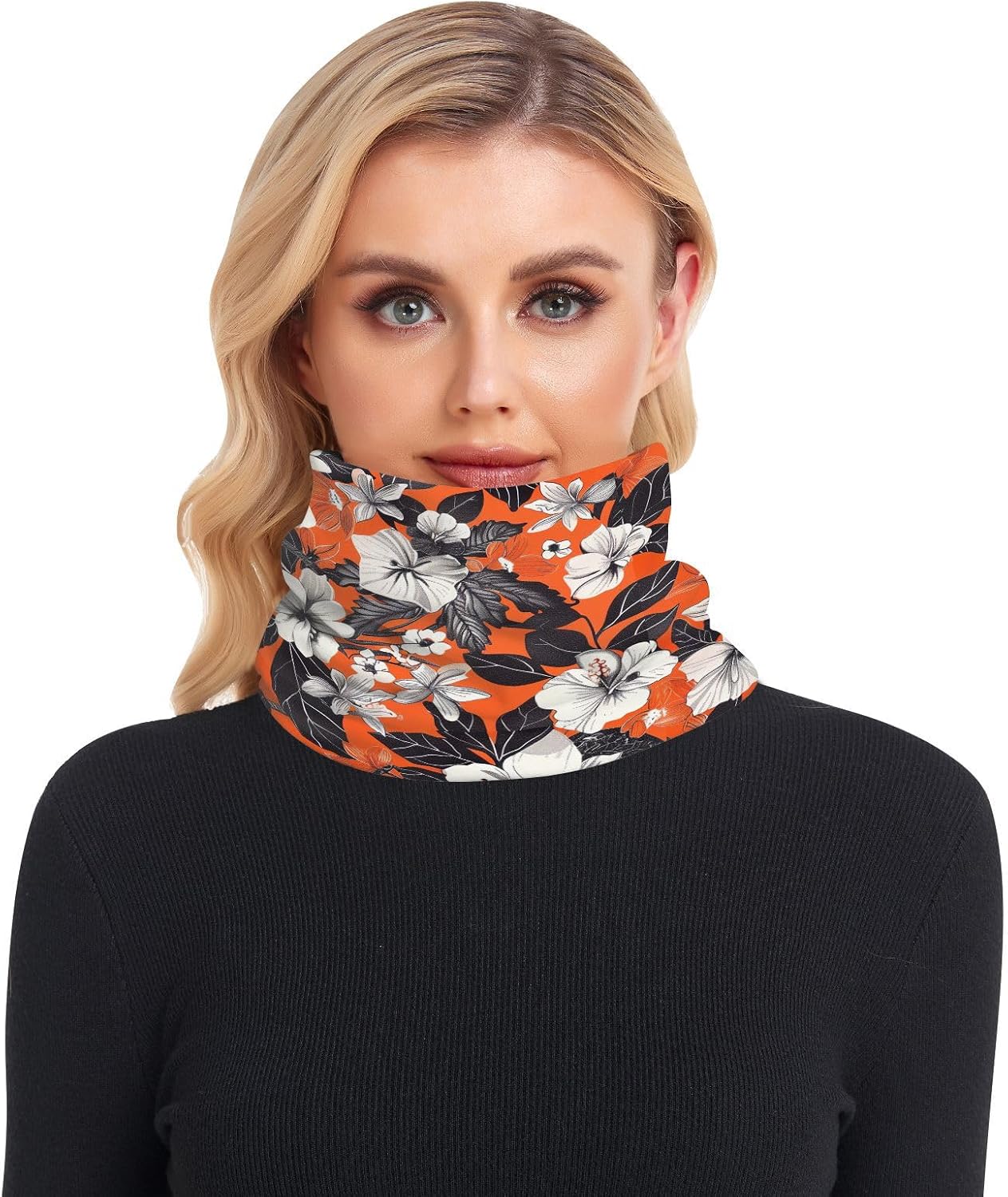 Reddish Black Vintage Flowers Winter Neck Gaiters for Cold Weather Neck Gaiter Thermal Thick Warm Fleece Lined for Men & Women