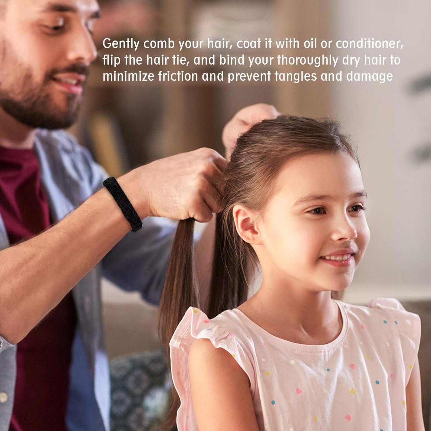 Glossicle Ponytail Holder | Cotton Hair Elastic Rubber Bands for Pony | Tight, Non-slippery, Stretchable (white)