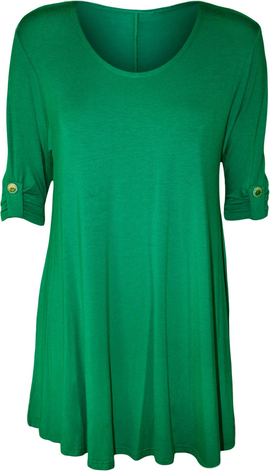Wearall Women's Jade Plus Size Scoop Neck Short Sleeve Flared Long Plain Top - 26/28