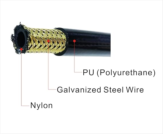 Cylinder Adhesive Hose, 6 ft Heavy Duty PU Reinforced Hose with Steel Wire