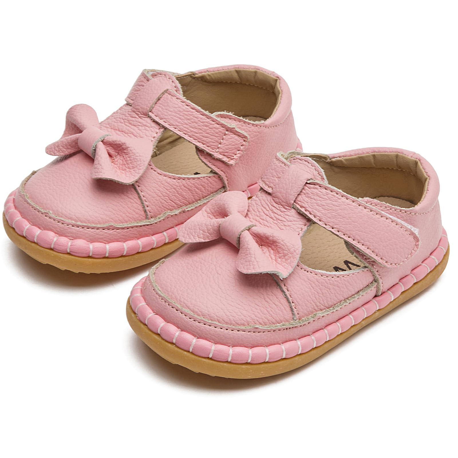 WUIWUIYU Baby Girls Toddlers Closed Toe Summer Sandals Soft Athletic Bow Sandals Outdoor Learn Walker Shoes Pink Size 4