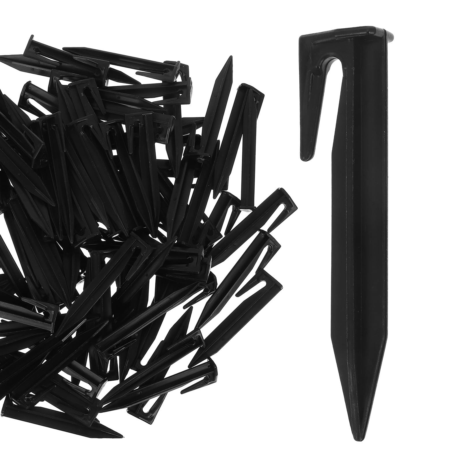 Piquetas de Plástico Negro para Fijar Toldos de Camping y Mallas de Jardín