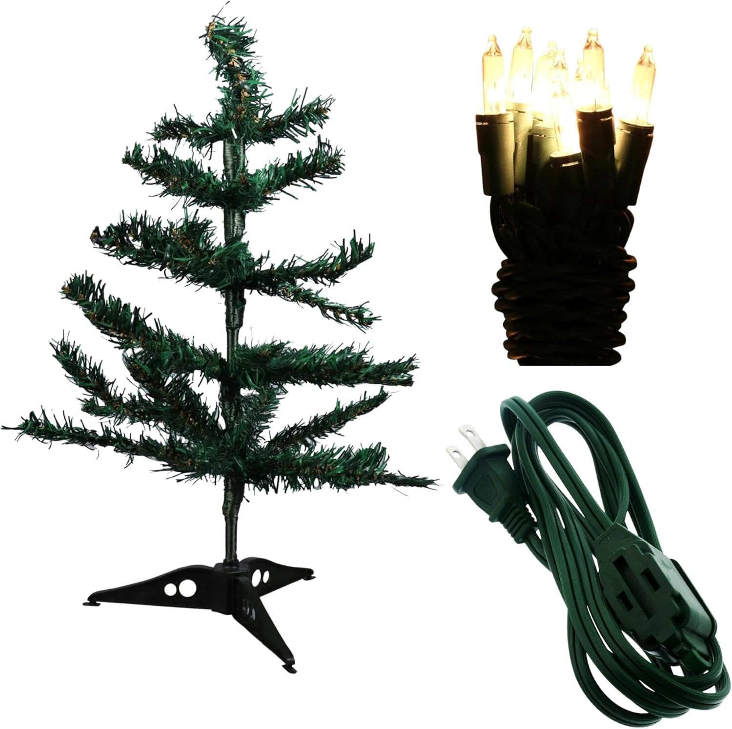 A1U Green TableTop Artificial Christmas Trees, 3Outlet
