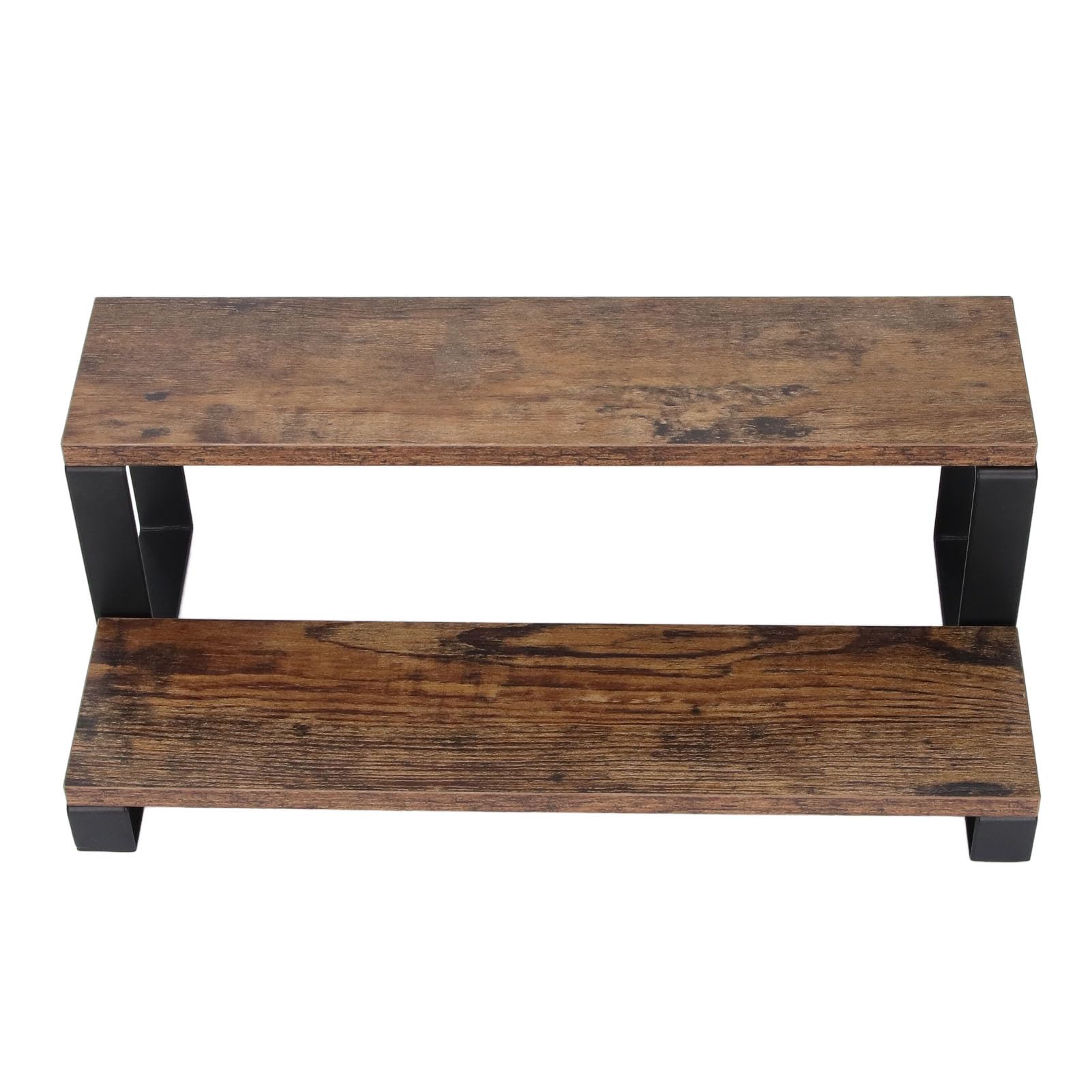 Soporte elevador de madera de 2 niveles, organizador de perfume, estante de exhibición de especias, ideal para muñecas y aperitivos