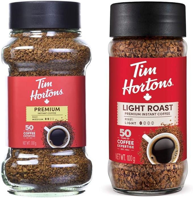 Tim Hortons Medium Roast Instant Coffee, 100 Colombian, 300g Jar & Tim