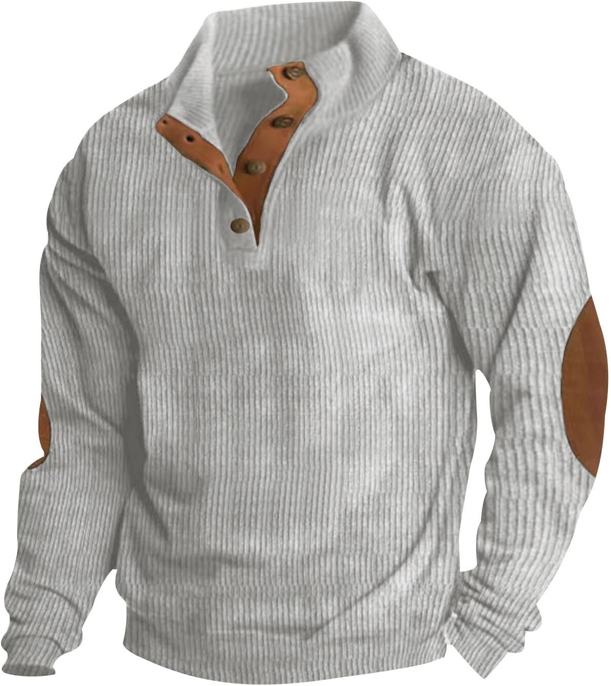Casual Winter Corduroy Sweatshirt for Men Long Sleeve Stand Collar 1/4 Button Up Pullover Fashion Fall Polo Sweaters