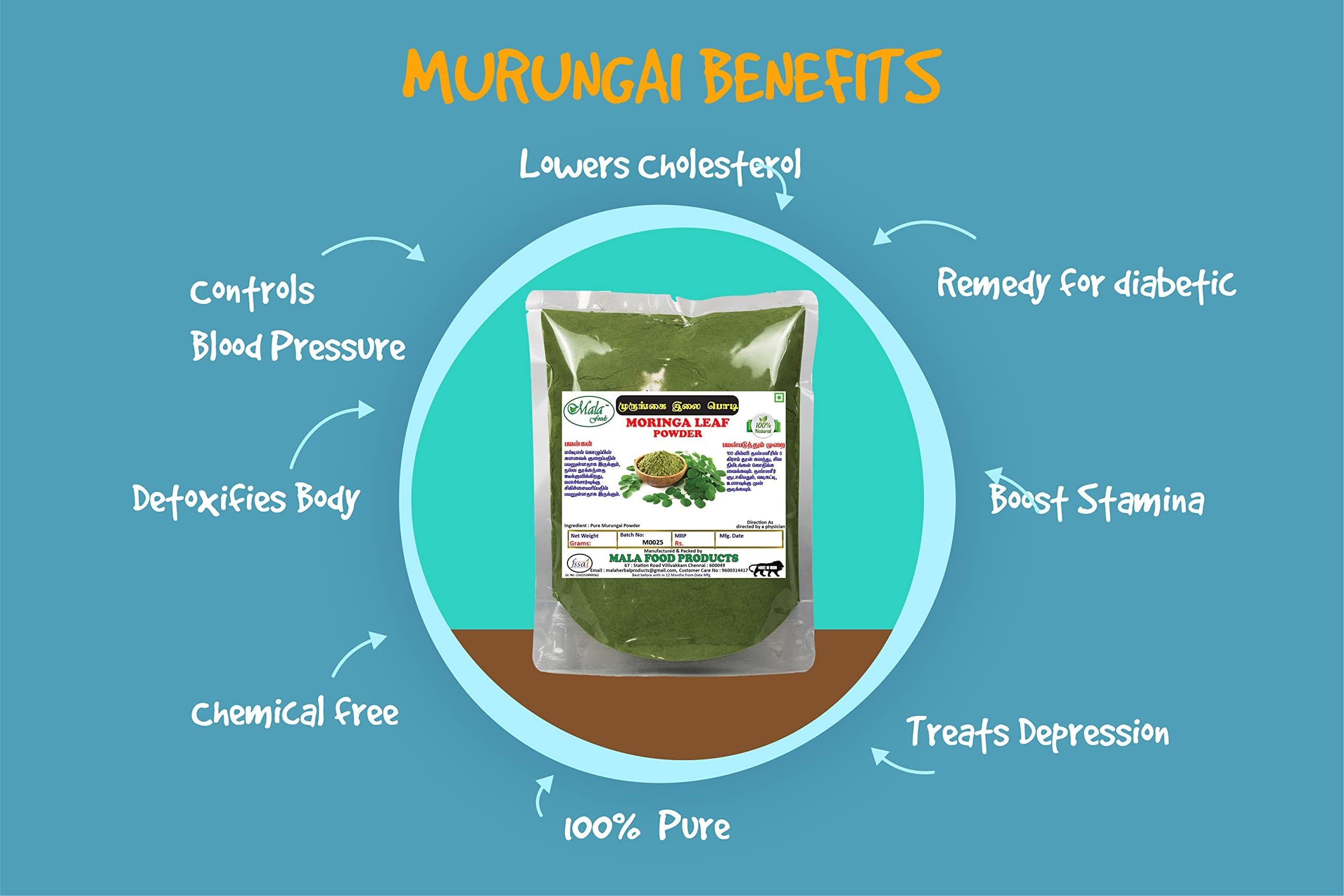 MALA : Moringa powder | Murungai powder | Munaga Powder - 25 G