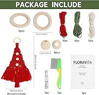 Vista 2 de FLORAVITA Kit de macramé para principiantes con tutoriales de video paso a paso para árbol de Navidad, kit de inicio de manualidades para adultos