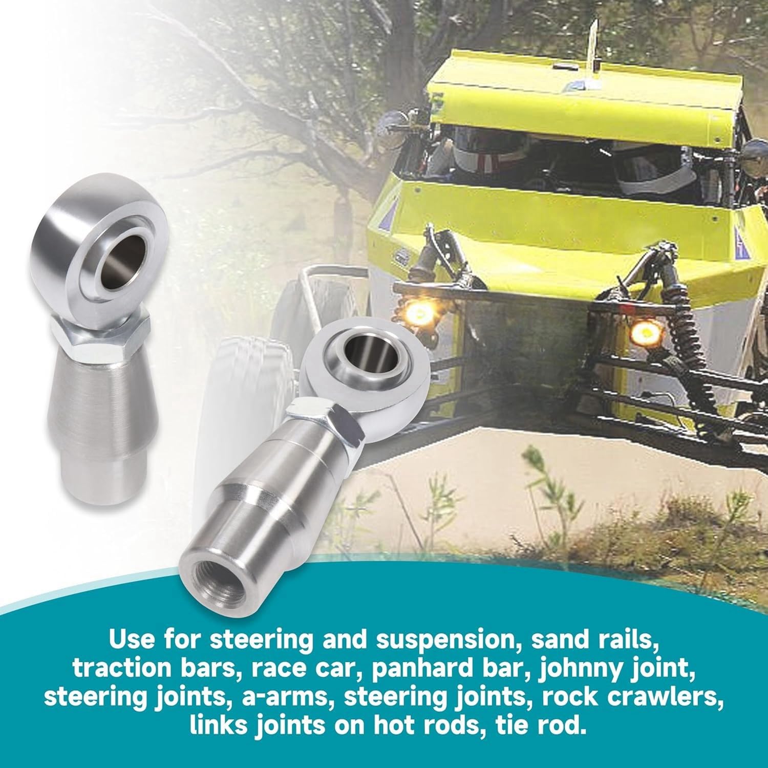 Kit d'extrémité de tige de 1,6 cm, kit de suspension Chromoly Heim pour droitiers et gauchers, kit de direction avec adaptateur de tube rond, entretoise, écrous à blocage (2 ensembles de 1,6 cm)