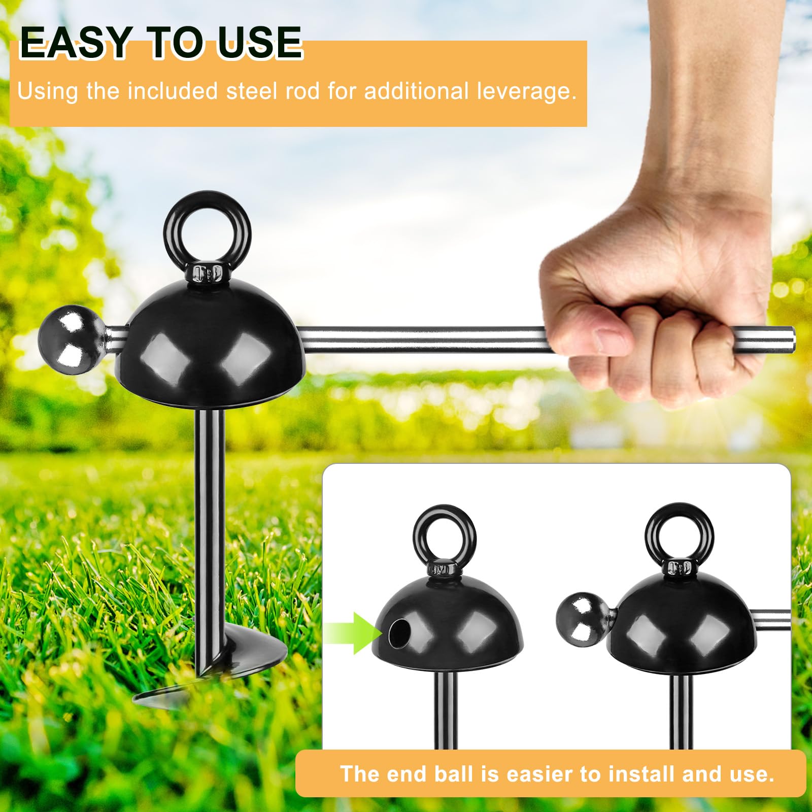 Laisse Chien Chaîne 15FT, Anti-Rouille Acier Inoxydable Laisse de Dressage pour Chien, Rotatif à 360 Degrés Piquet d'attache pour Chien Chaîne de Chien avec Chiens de Petites à Grandes