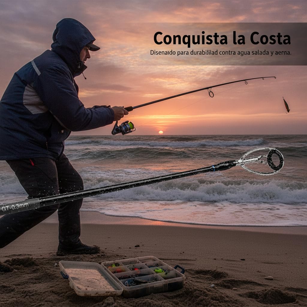 per Canna da Pesca a Esca Composita, 2.1m, Diam. 9.9mm | Resistente all'usura, per , Pesca costiera, Per pescatori dilettanti