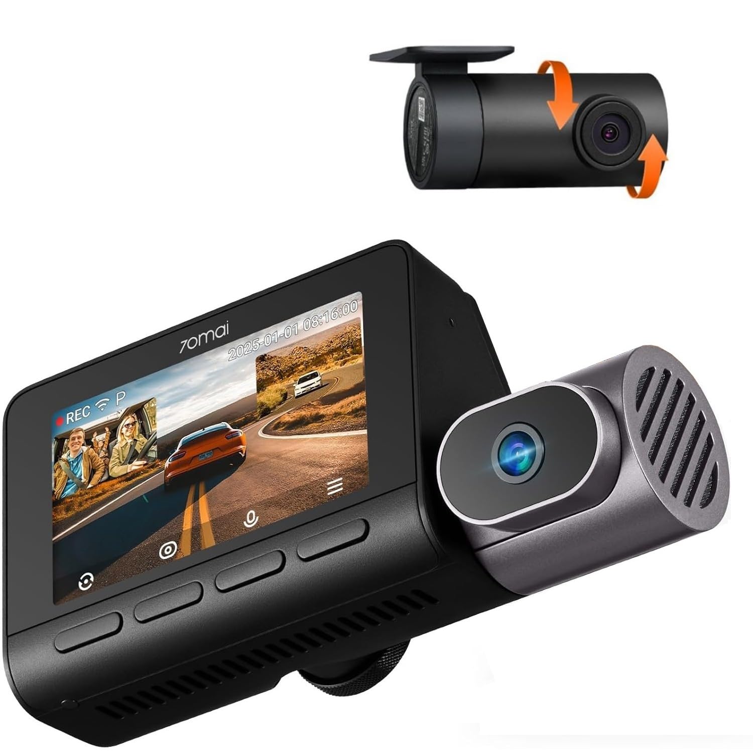 70mai 4K T800 3 Channel Dash Cam, Dash Cam Front and Rear Inside(2160P+1080P+1080P), STARVIS 2 IMX678 & IMX672, HDR Night Vision, WiFi 6, ADAS, Super-Capacitor, 24H Parking Mode, Upto 512GB Supported-image-17