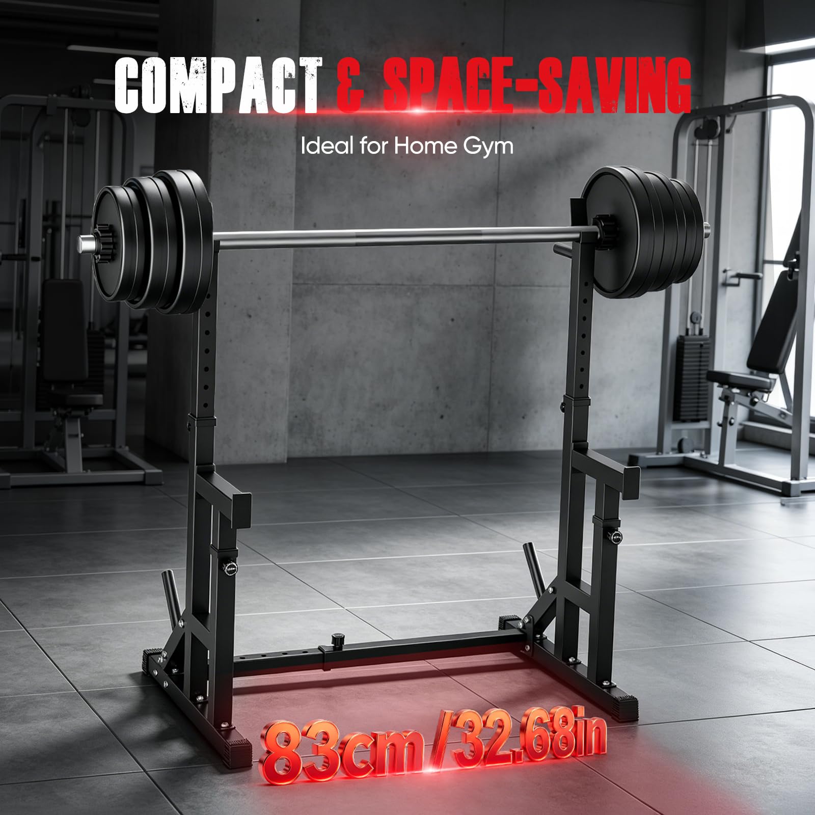 Squat Rack Hantelständer, Multi-Funktionales Langhantelständer, Höhenverstellbare Doppelte Langhantelablage mit Push up, Trainingsgerät für zu Hause, Multifunktionsbank. bis 400 KG