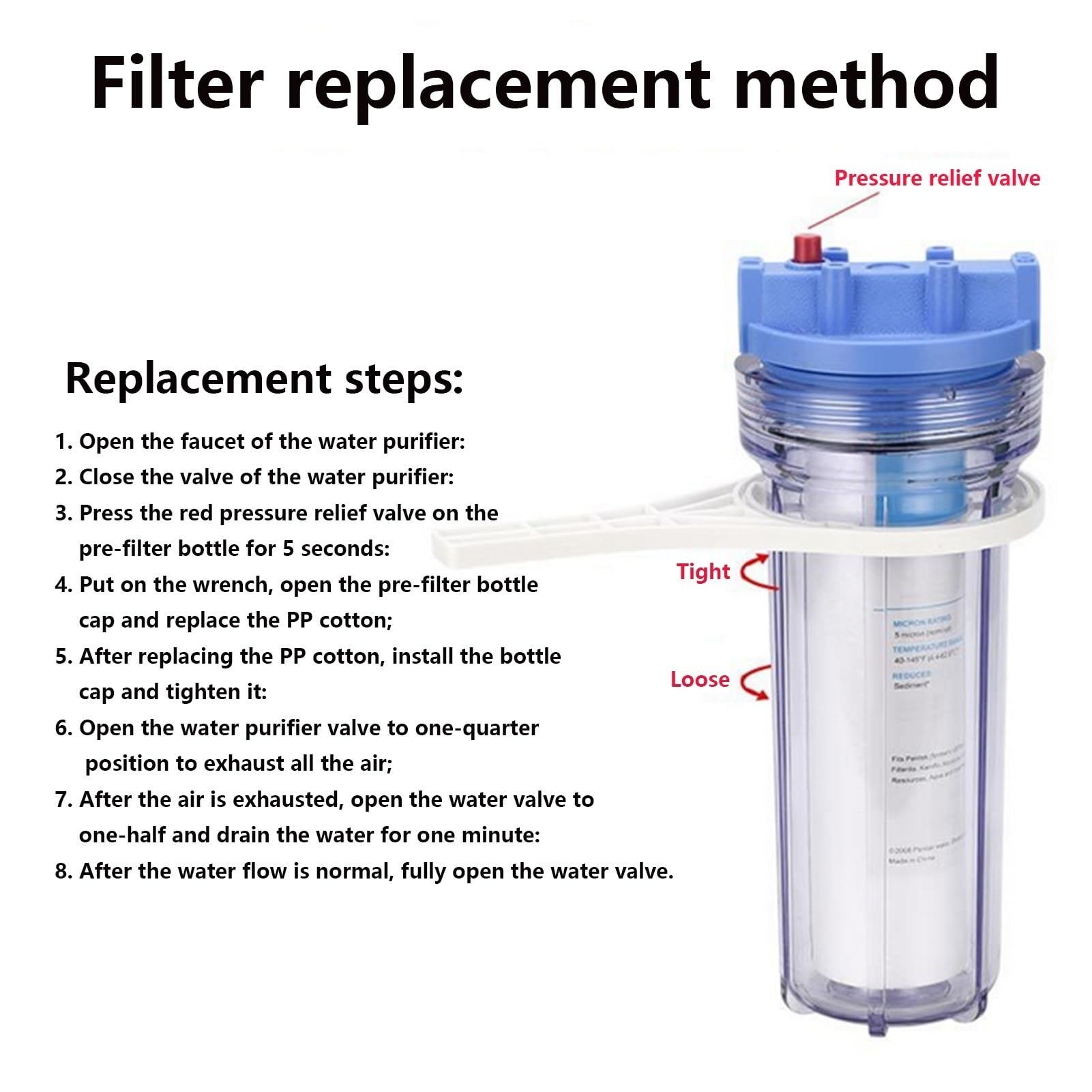 5 mikronów 10" x 2,5" filtr wody, 10 szt. wymiennych filtrów do wody domowej na cały dom, pasuje do każdego 10-calowego urządzenia do odwróconej osmozy