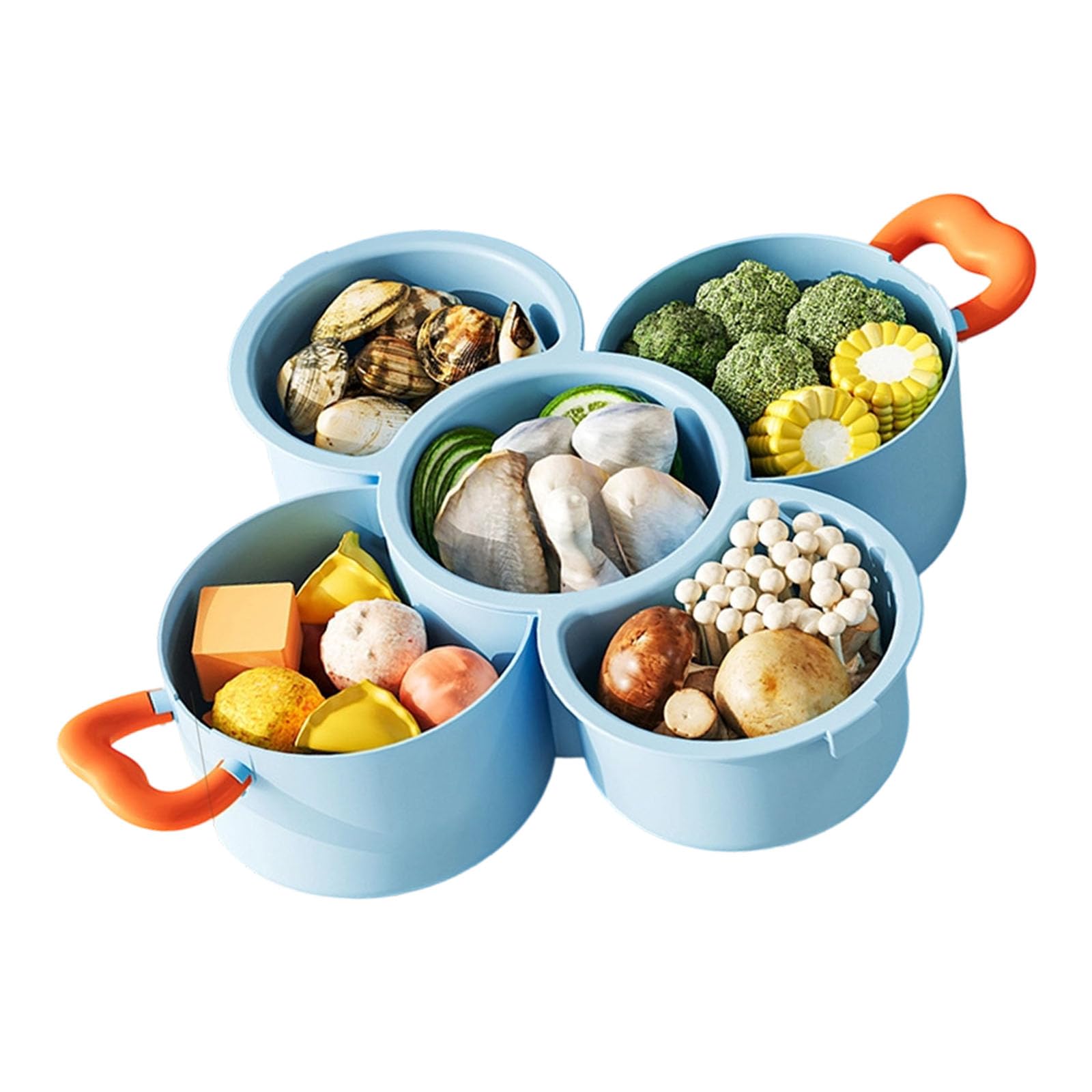 Space Saving Stackable Preps Tray Divided Sections Draining Base Storage Plate for Vegetable Organization in Kitchen Stackable Divided Vegetable Tray with Draining Holes for Organized Food Preparation
