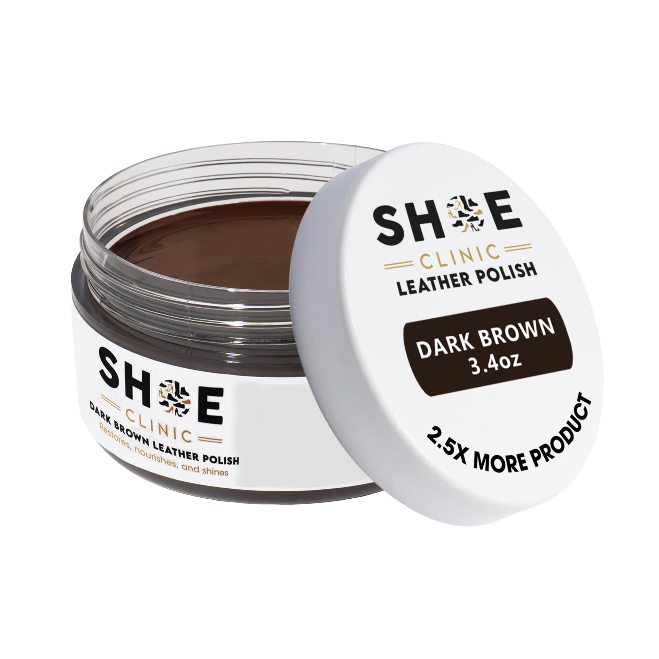 Shoe Clinic Leather Shoe Polish | For Polishing Boot, Shoes & Footwear | Restore Natural Colour & Shine | Polishes in Neutral, Clear & Colours (Dark Brown) | 100ml