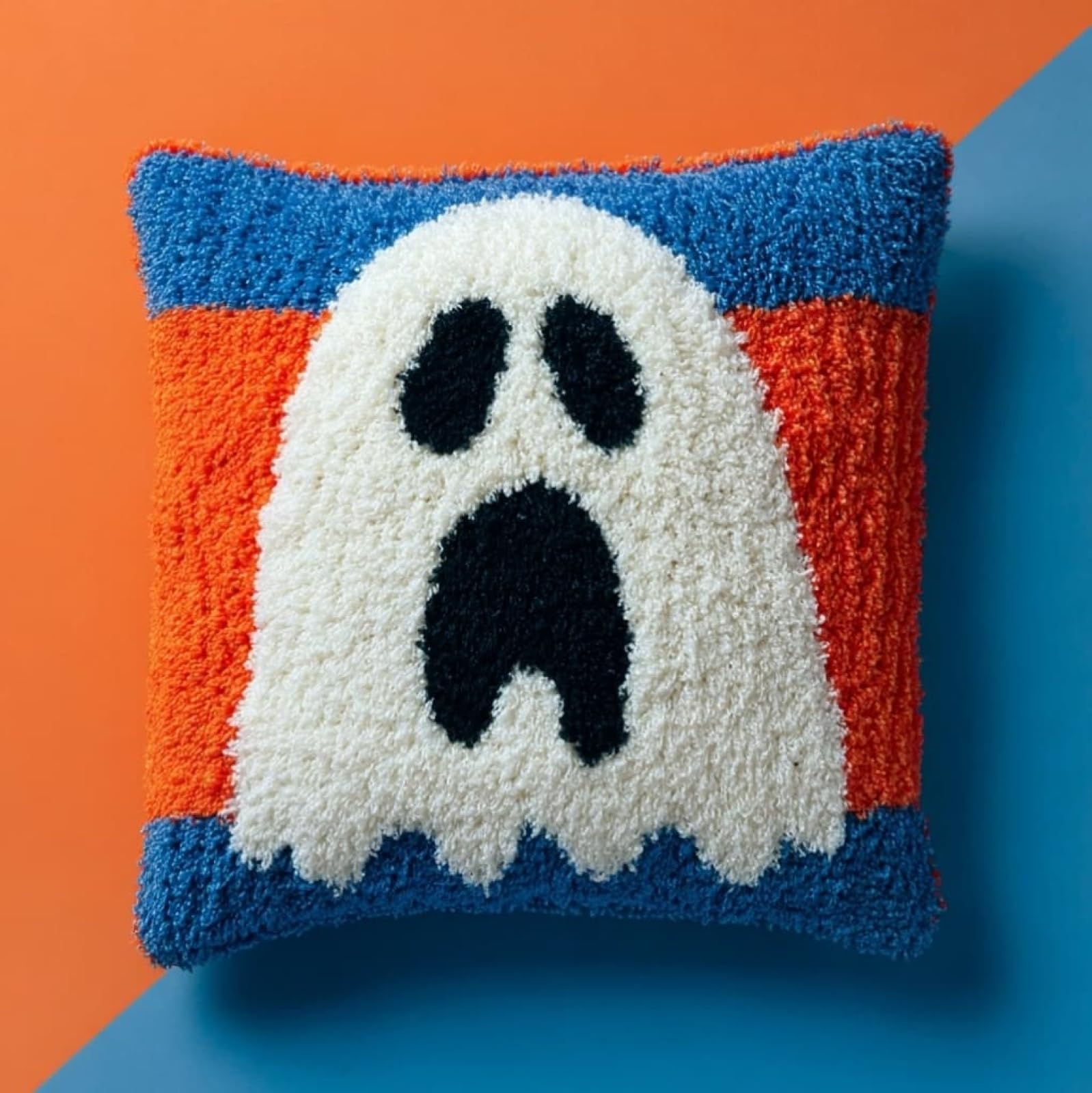 AxiangziK Creative Latch Hook Pillow Kit,Halloween Ghosts Latch Hook Kit for Adults Beginners 17x17in,DIY Embroidery Cushion for Home Christmas Sofa Decor & Gift Idea