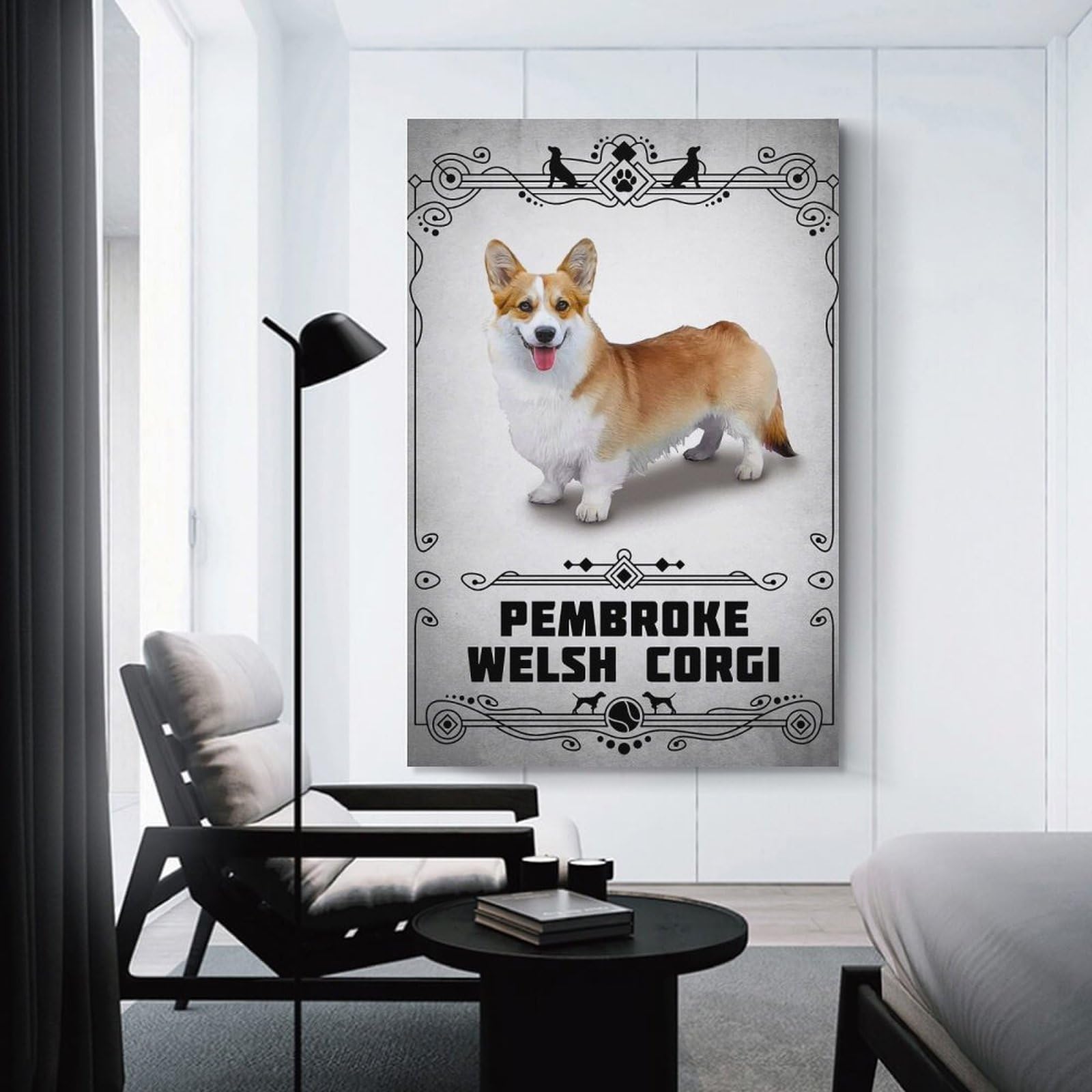 Junmoney Pembroke Welsh Corgi Hanging Wall Art, 20x30inch(50x75cm), for Bedroom Walls, Guest Spaces Or Lounges, An Easy Wall Refresh for Bedrooms