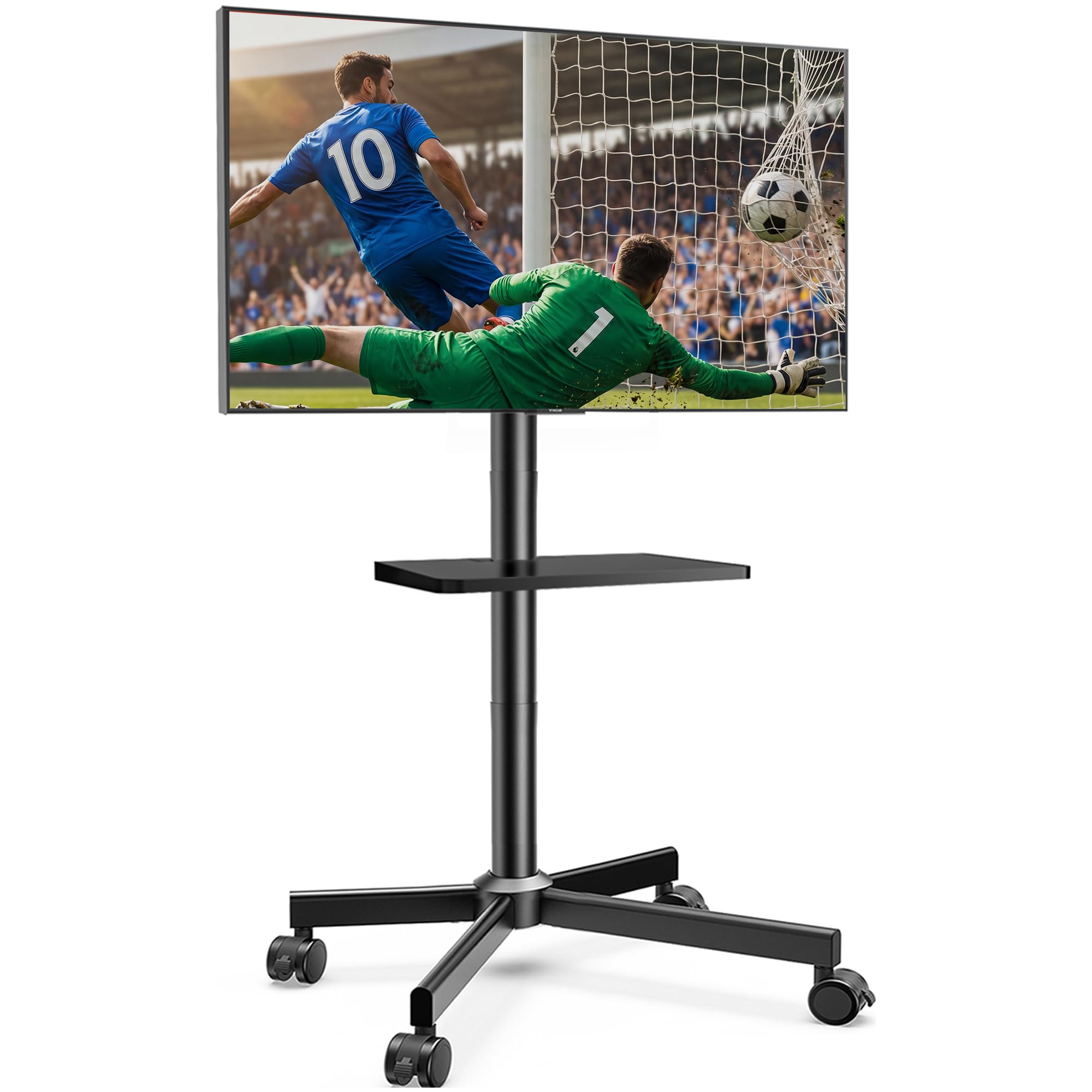 AOKCOS Carrello Porta TV con Ruote per 32-65 Pollici, Supporto TV da Pavimento Altezza Regolabile Inclinabile, Mobile Porta TV da Terra Max VESA 400x400mm 40kg