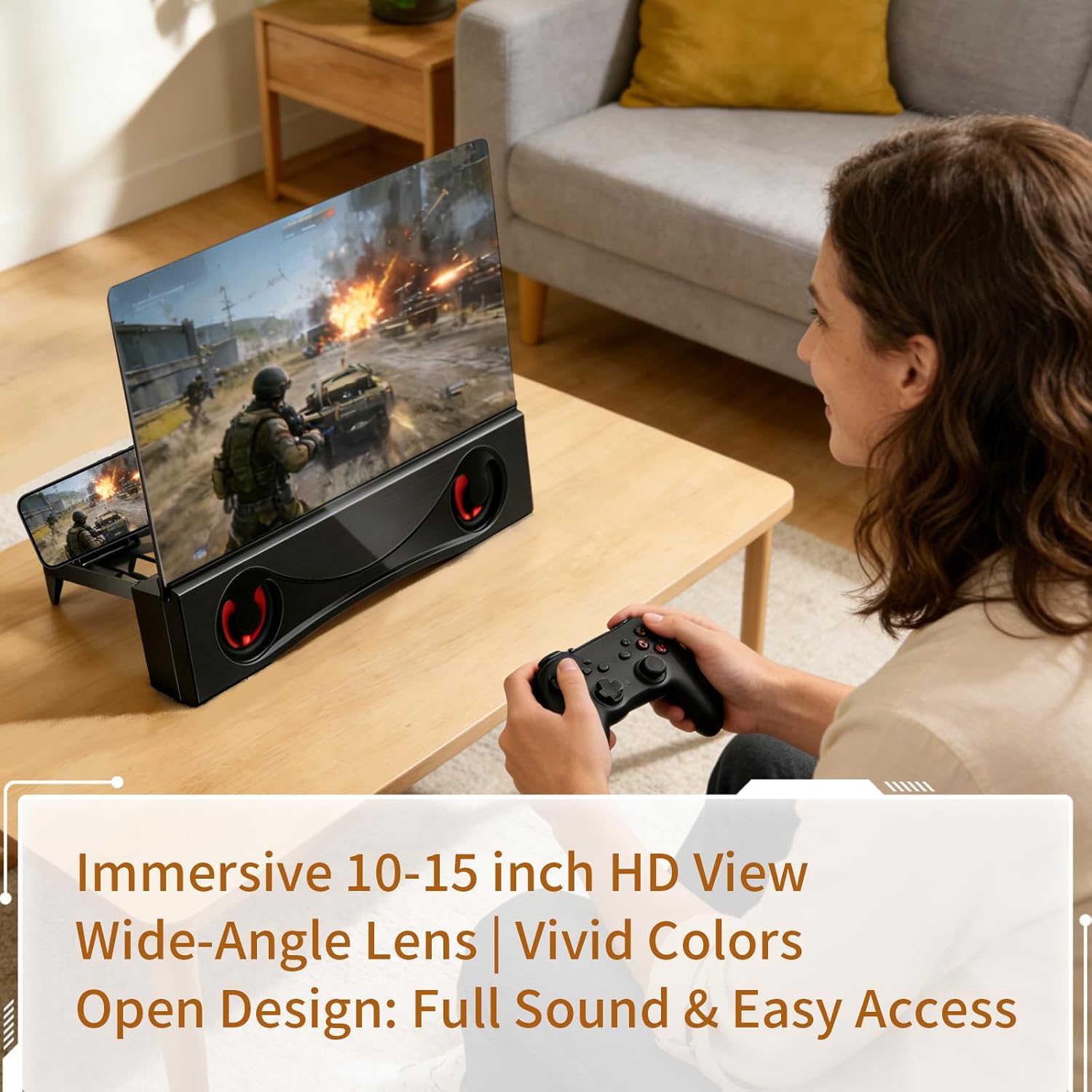 12" Phone Screen Magnifier with Speaker Mini 3D HD Foldable Amplifier for Movies & Gaming-Portable Home Theater Clear Audio,Supports All Smartphones for Family,Seniors,Travel