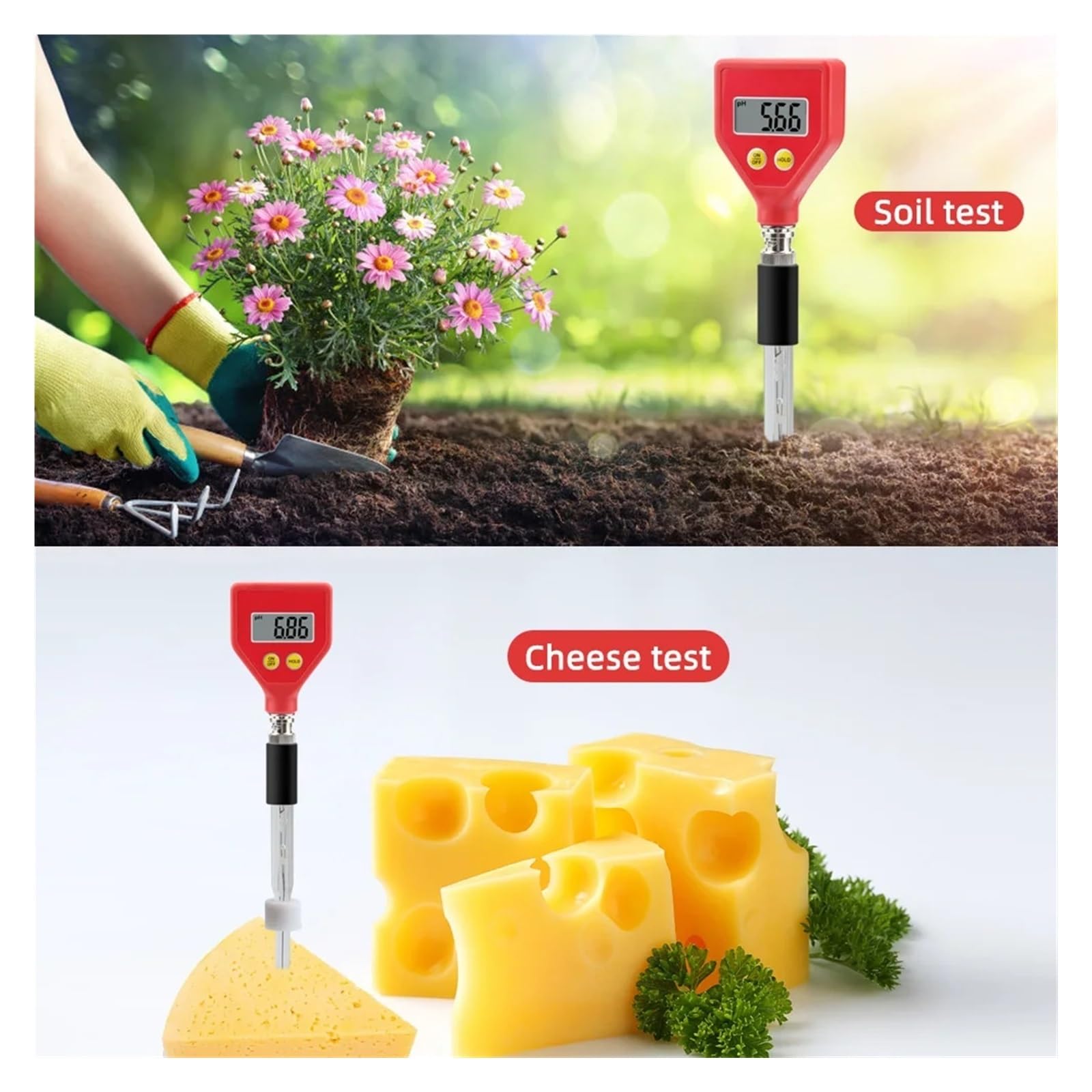 Medidor de suelo, Medidor de pH digital ATC, medidor for suelo y fruta, 0-14, analizador, for acuarios, piscinas, instrumentos análisis calidad del agua para jardinería, agricultura