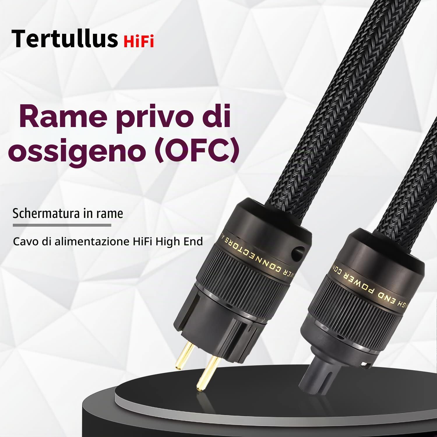 Tertullus HiFi - Cavo di alimentazione High End C15, cavo di alimentazione HiFi audio, con spina Schuko e spina per dispositivi freddi (P104-c7, 1,5 m)