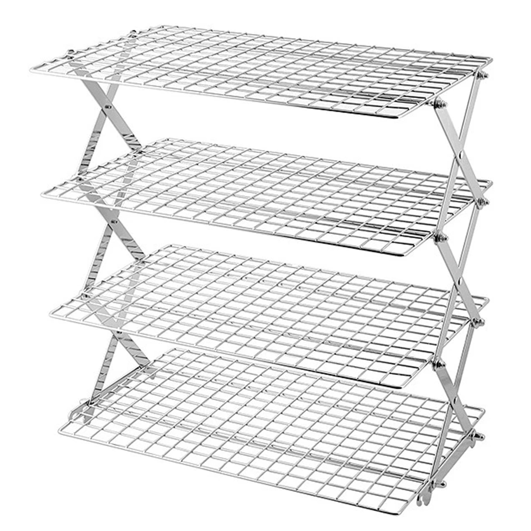 Grille de cuisson pliable 4 niveaux avec espacement réglable en X pour tartes