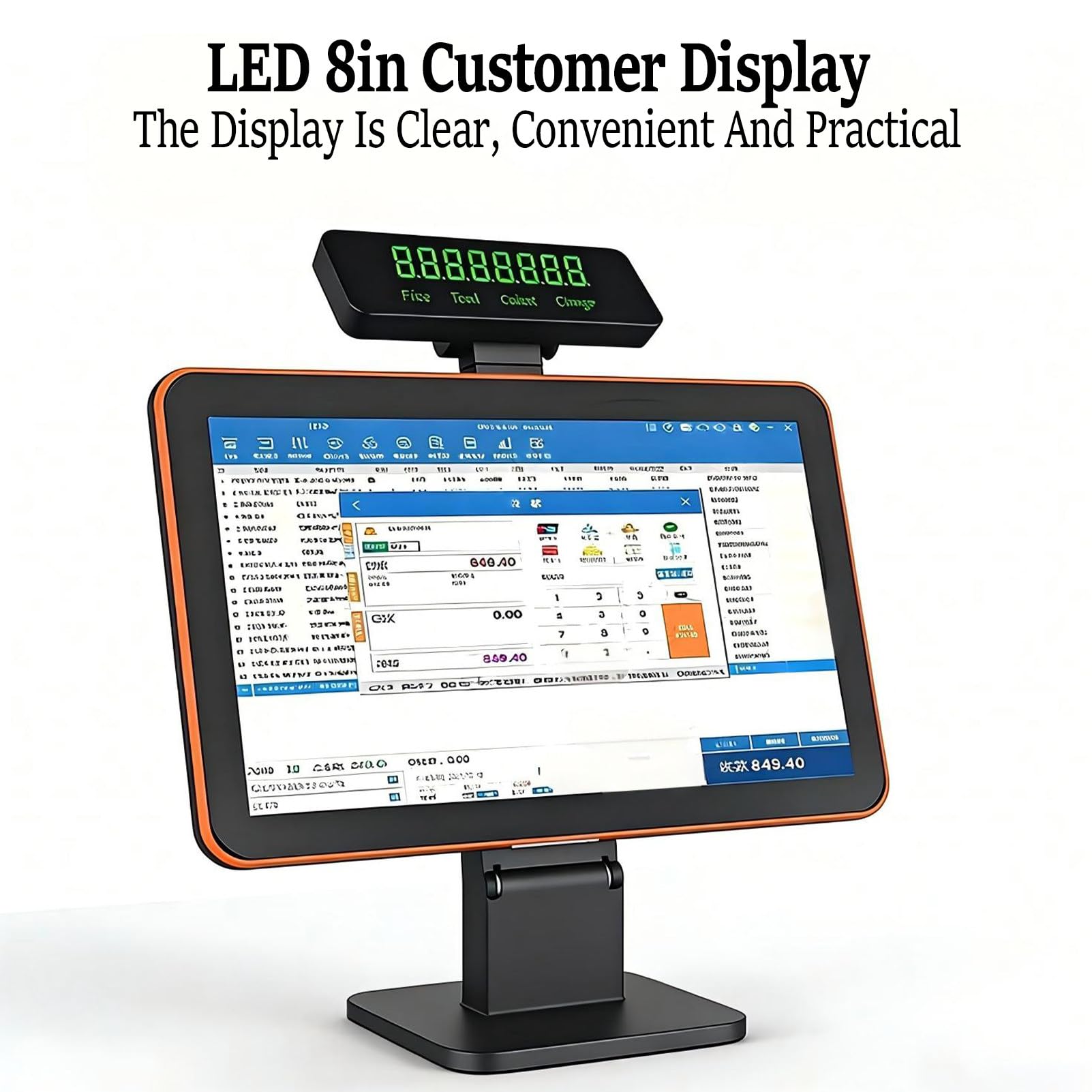 Caisse Enregistreuse Professionnelle Tout-en-Un Intelligente, SystèMe De Point De Vente Tout-en-Un pour Le Commerce De DéTail, avec Lecteur De Codes-Barres Et Imprimante White-DualDisplay