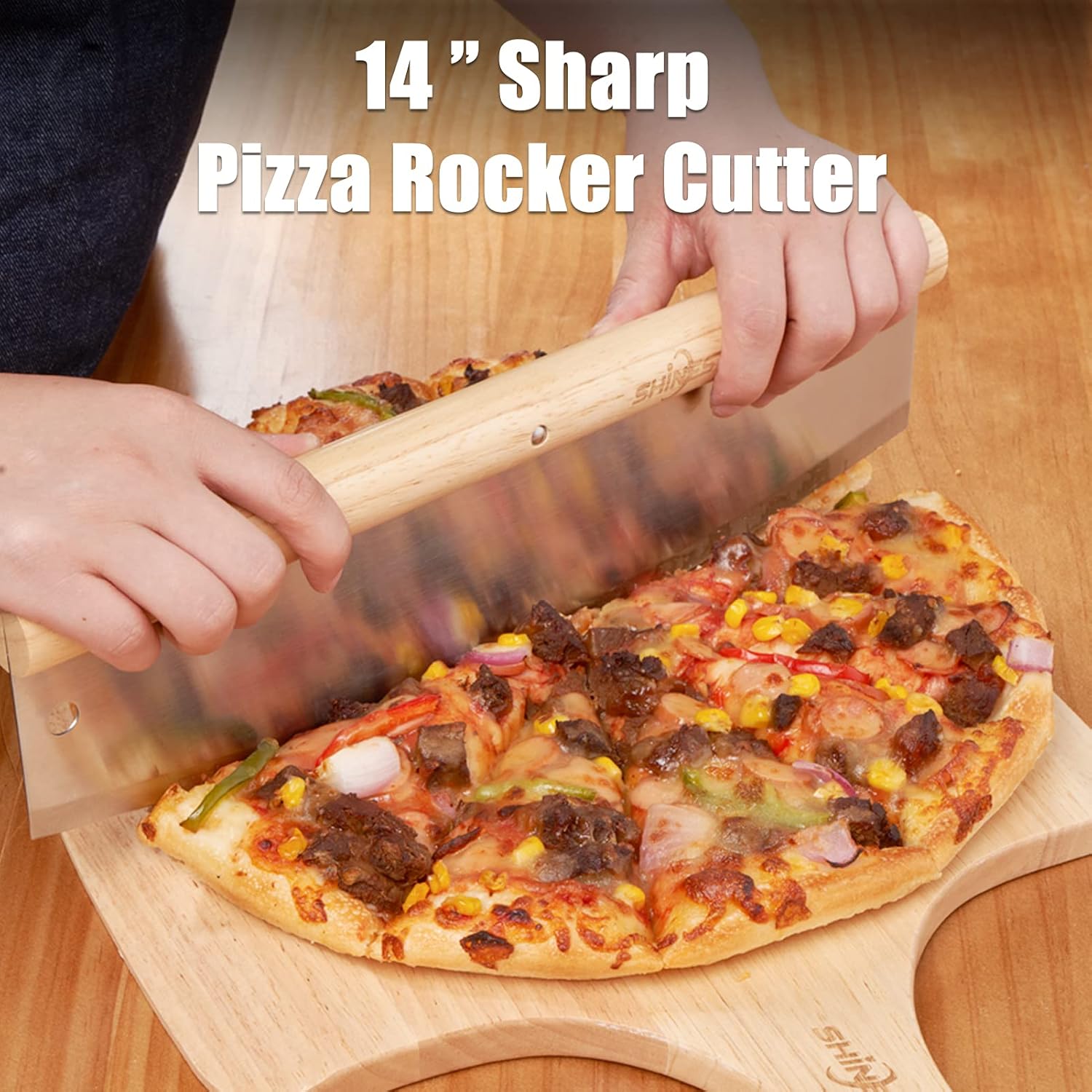 Exclusive SHINESTAR Rectangular Pizza Stone and Peel Set - 15x12 Baking Stone, Metal & Wood Pizza Peel, Pizza Grilling Stone Kit for Oven, Grill, Bread and BBQ (5PCS)