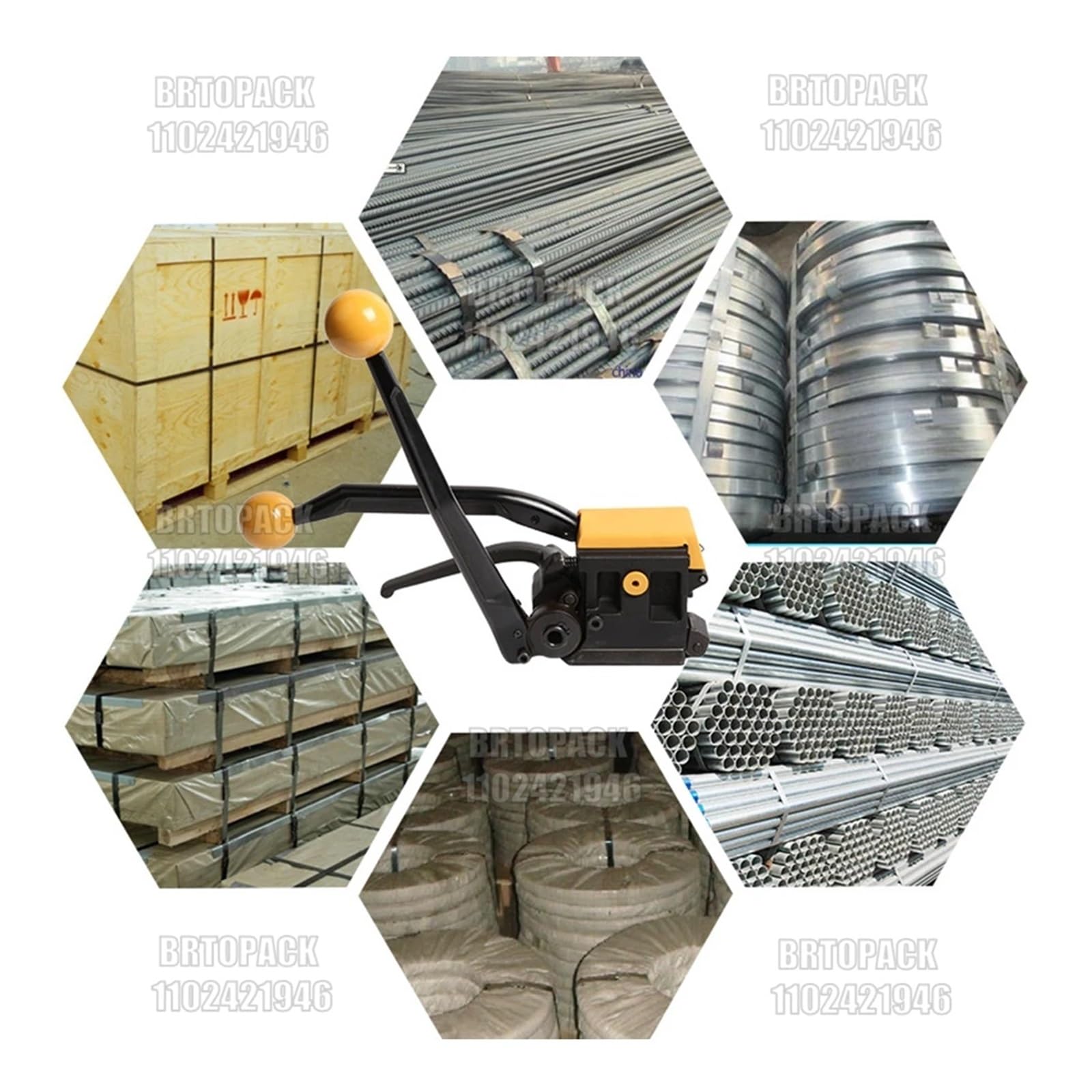 A333 Reggiatrice manuale in acciaio senza sigillo, strumento for reggiatura di pallet, strumento for imballaggio con cinghia in acciaio senza fibbia portatile, 13-19 mm(16MM)
