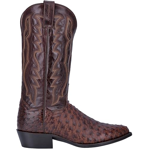Dan Post Mens Pershing Ostrich Embroidered Round Toe Dress Boots Mid Calf - Brown