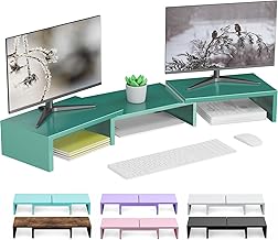 Dual Monitor Stand for Desk, Metal Computer Stand, Desk Shelf Riser,Desk...